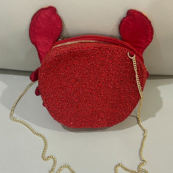 Tik Tok Viral Handcrafted in India Red Crab Gold Eyes Beaded Crossbody Bag NWT - Picture 2 of 7